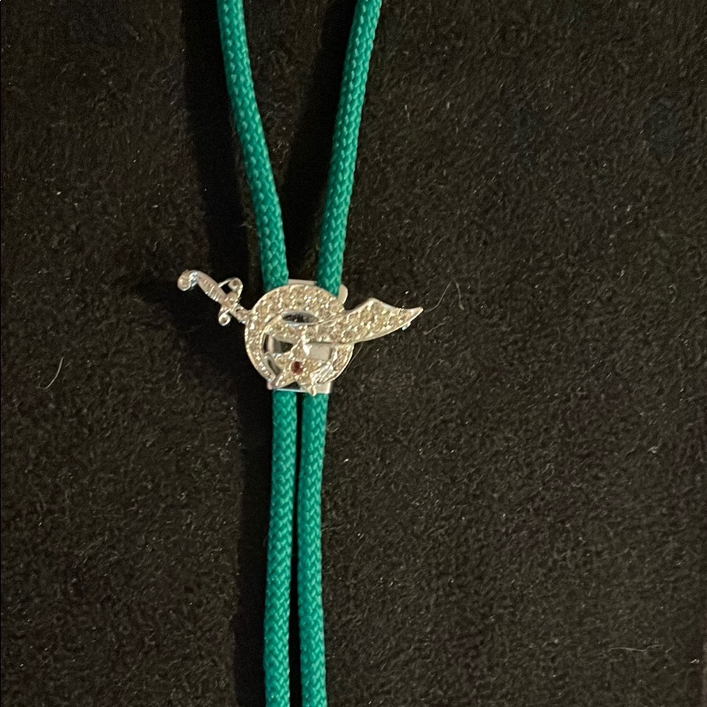 Green Cord Bolo with Silver Sword Pendant